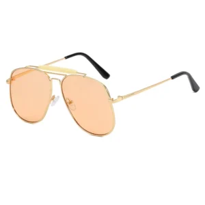 Superhot Eyewear 77200 Sunglasses Retro Fashion Gradient Metal Flat Top Shades with Double Bridges Square Frame