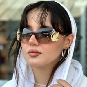 Swan Frameless Cut Edge UV400 Sunglasses Women’s Fashion Trendy