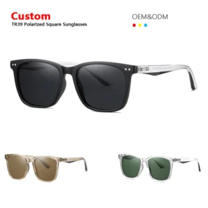TR 90 Polarized Retro Square Frame Women Men Glasses Custom Logo High Quality Sun Shade Sunglasses