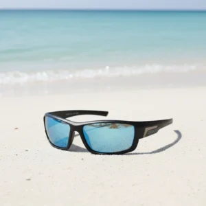 TR90 Blue Square Frame Sunglasses Polarized UV400 Sports Glasses for Women Men Light & Comfortable PC & TAC Lenses