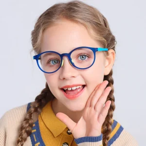 TR90 Flexible Frame Children Sunglasses Kids Optical Round Computer Glasses with Anti Blue Light AC Lens Material