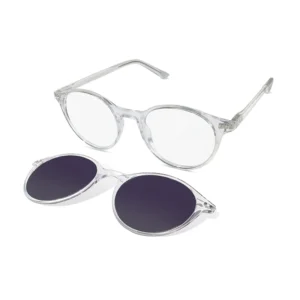 TR90 Magnetic Polarized Clip-on Sunglasses Retro Round Optical Eyeglasses Frame for Men and Women
