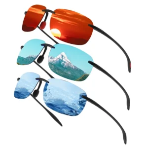 TR90 Material TAC Polarized Genuine Film Driving Cycling Sunglasses Frameless Outdoor Sunglasses for Men Lightweight