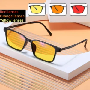 TR90 Night-Vision Myopia Glasses UV400 Blue-Light-Blocking TAC Lenses Box Shape Sunglasses Unisex Computer Competitive Gaming