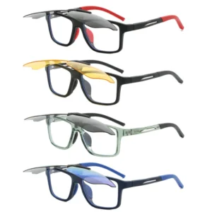 TR90 Polarized Prescription Glasses Set for Men Women UV400 Sunglasses Flip Cover Blue Anti-reflective