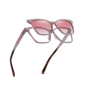 TR90 Polarized Sunglasses Magnetic Clip-On Gray Pink UV Protection
