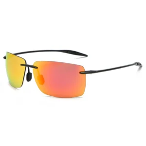 TR90 Rimless Men’s Ultralight Polarized Sunglasses Mirror Lenses Sunglasses Gafas De Sol Black Frame Fishing Driving Sun Glasses