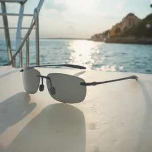 TR90 Ultra Light UV400 Retro Polarized Sunglasses for Men Rimless Eyewear Tac Sports Eyewear