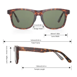 TR90 Unisex Rectangle Sunglasses Retro Classic TAC Lens Polarized Full Rim UV400 Protect Lightweight Anti-Glare