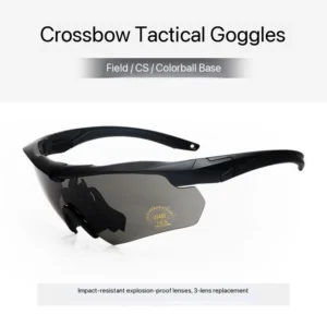 Tactical Sports Shooting Sunglasses with 3 Interchangeable Lenses Anti Fog UV400 Protection Safety Cycling Goggles
