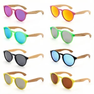 Tailored Logo Design Rugged Style Polarized UV400 Sunglasses with Comfortable Wood Legs No Sharp Edges for Park and Playdates