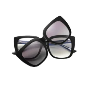 Thick Frame Metal Full Rim Cat Eye UV400 Sunglasses for Unisex Driving Black Fashionable Lifestyle