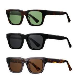 Timeless Square Acetate Sunglasses Earth Tone Lens Effortless Fit Men Women