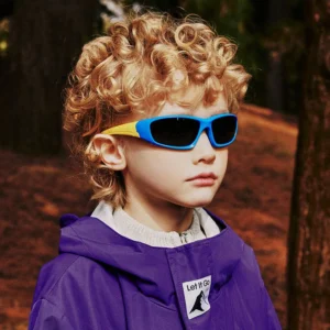 Toddler Boys Color Wrap Around Fashion Glasses Kids Sunglasses with logo Polarized Sports Sunglasses