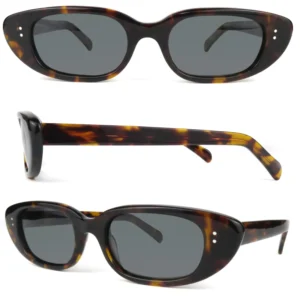 Top Fashion Custom Design Sun Glasses Men’s Square Acetate Frame Blue and Gold Cat Eye Style Factory Direct