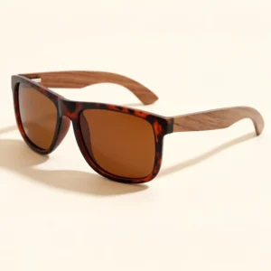 Tortoise Shell Frame Premium Texture Chic Polarized Wood Sunglasses with Unique Grain for Street Photography