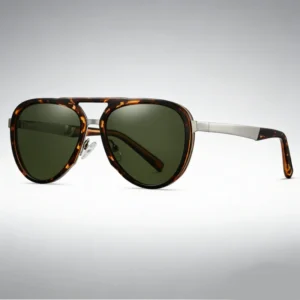 Tortoiseshell Metal Frame UV400 Polarized Retro Anti-Glare Driving Glasses for Men and Women