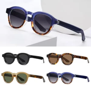 Tr90 Black Sunglasses Custom Round Thick Frame Acetate UV400 Sunglasses for Women Men