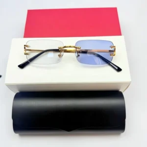Trend Blue Rain Luxury Designer Photochromic Sunglasses for Men Women Rimless Frame UV400 Protection Square Style Boxed