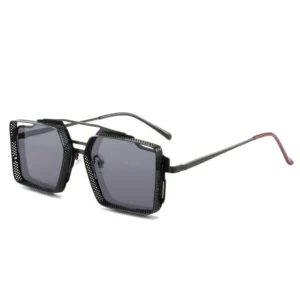 Trend Retro Punk Style Sunglasses Men’s Metal Cutout Double Beam Square Frame Sunglasses Fashion Street Photography UV400