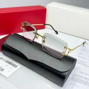 Trendin Luxury Designer Sunglasses Women UV400 Protection Sun Glasses With logo Rimless Diamond Cutting Men sunglasses