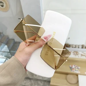 Trending New Metal Vintage Made in Italy Big Frame Sunglasses Women Half Frame Square Men Sunglasses