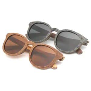 Trending Polarized Stone and Wooden Eco Friendly Custom Logo Round Bamboo Sunglasses