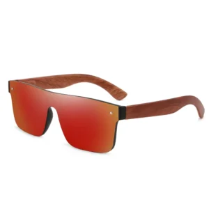 Trending Square Integrated Sunglasses Wooden Men Bamboo Polarized Lens Sunglasses