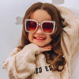 Trending UV400 Kids Sunblock Sunglasses Children’s Fashion Square Frame PC Lenses Girls Beach Shades Optical Sun Glasses