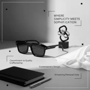Trendy Black Dark UV-Blocking TAC Lenses Comfortable Lightweight for Daily Fashion Sun Protection Square Acetate Sunglasses