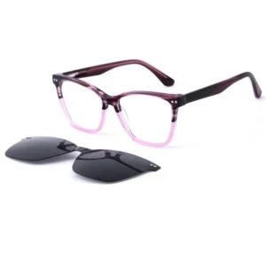 Trendy Colorful Acetate Clip on Sunglasses Italy Design CE Certified Magnetic Frame