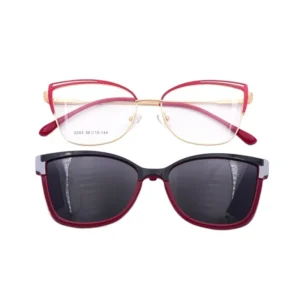 Trendy Fashion Magnetic Clip on Metal TR Sunglasses with Cat Eye Frame