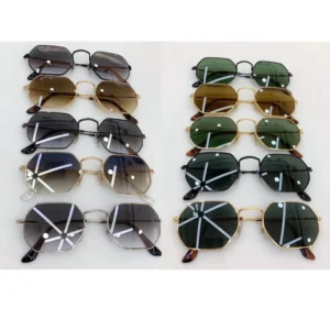 Trendy Fashion Sun Glasses High Quality Men’s Punk Metal Frame New Luxury Brand Hexagonal Gradient Color Sunglasses