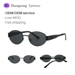 Trendy Glasses Men Women Oval Eyewear Pink Lens Lunettes Small Metal Frame Fashion Sunglasses Custom Occhiali Da Sole
