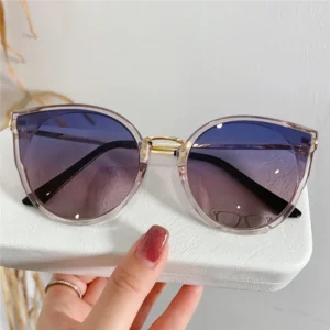 Trendy Luxury Unisex Polarized Lenses Rimless Acetate Frame Sunglasses Light Weight Comfortable Cat Eye Designer Fashion