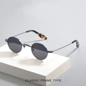 Trendy New Style Fashionable Women’s Small-Frame Oval Full Frame Pure Titanium UV400 Sunglasses Model TS1016 for Cycling Outdoor