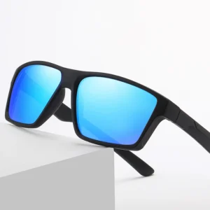 Trendy Outdoor Sports Sunglasses with Night Vision Small Frame Gray/Blue/White PC Material Polarized Lenses for Driving/Riding