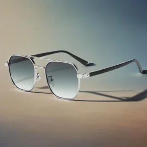 Trendy Outdoor Sunglasses with UV400 Blocking and Double Bridge Metal Frame for Fashionable Men and Women