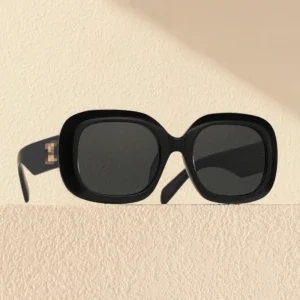Trendy Oversized Rectangle Black TR90 Sunglasses with Logo for Outdoor UV400