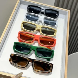 Trendy Small Rectangle Frame Unisex Sunglasses with UV400 Protection and Punk Style