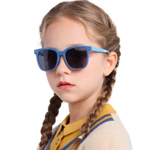 Trendy Summer Custom Polarized Sunglasses for Kids Gray Frame and TAC Lenses with Kids Logo