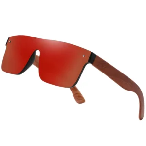 Trendy Temple Oversized Colorful UV400 Polarized Wooden Sunglasses