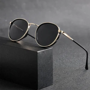Trendy Vintage Polarized Sunglasses Model K40003 Gold Full Rim Metal Unisex Anti-Glare UV400 Driving Fishing Party