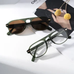 Trendy Women’s Acetate Sunglasses with Transparent Square Frame and Tac Lenses Vendor’s Fashionable Shades