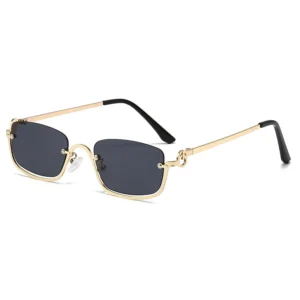Trendy Women’s Red Sunglasses UV400 Lenses Lower Half Frame Small Square Cross Border Sunshade Glasses