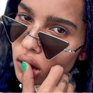 Triangular Small Hippie Sunglasses Metal Frame UV400 Protection Tinted Colorful Lens Punk Shades
