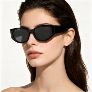 UANUAI Fashion Irregular Frame Sunglasses with Wide Temples High End Sunglasses