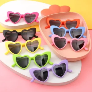 UV400 Boys Girls Hearts Shaped Pink Fashion Love Baby Glasses Heart Kids Sunglasses