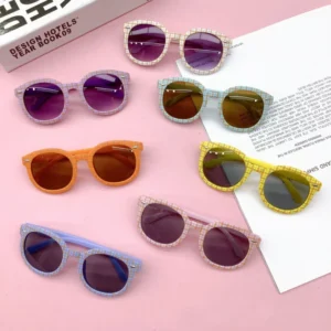 UV400 Children’s Sunglasses New Fashionable Colors with Stripes PC Frame for Girls and Kids
