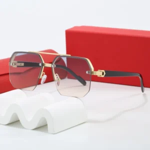 UV400 Colorful Lenses Oversized Men’s Designer Sunglasses Fashion Square Half Frame Metal Shades Sunglasses